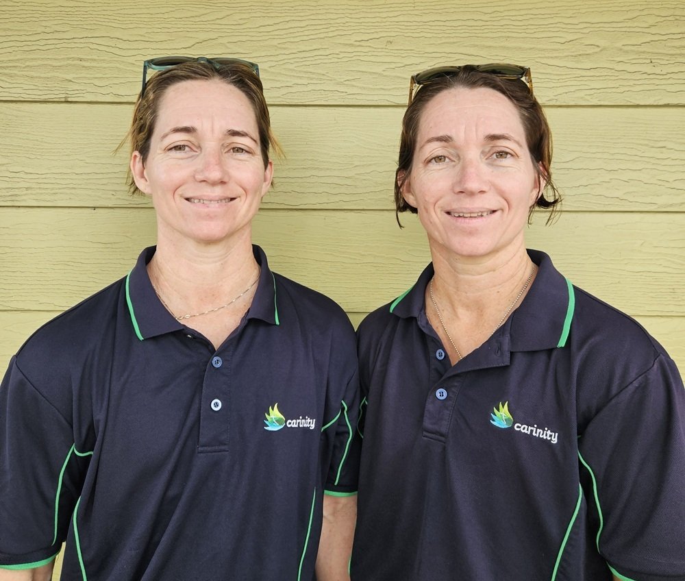 Carinity Education Rockhampton teachers - and identical twin sisters - Bec Toohey and Katrina Walker.